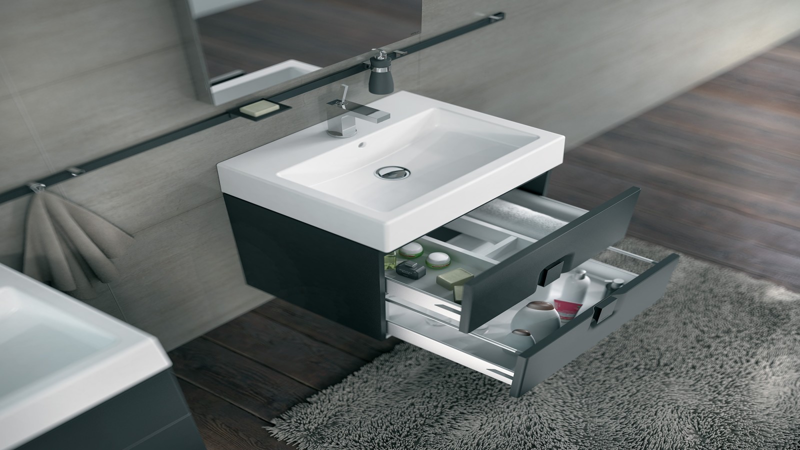 Twins čierna skrinka s umývadlom Twins čierna skrinka s umývadlom